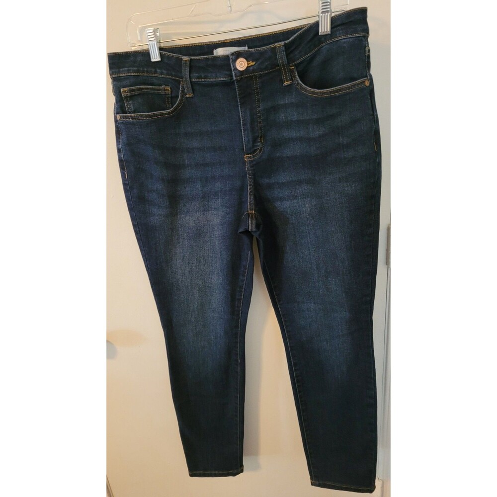 Lauren Conrad Women's Dark Wash Blue Skinny Jeans Stretch 5-Pocket Sz 14